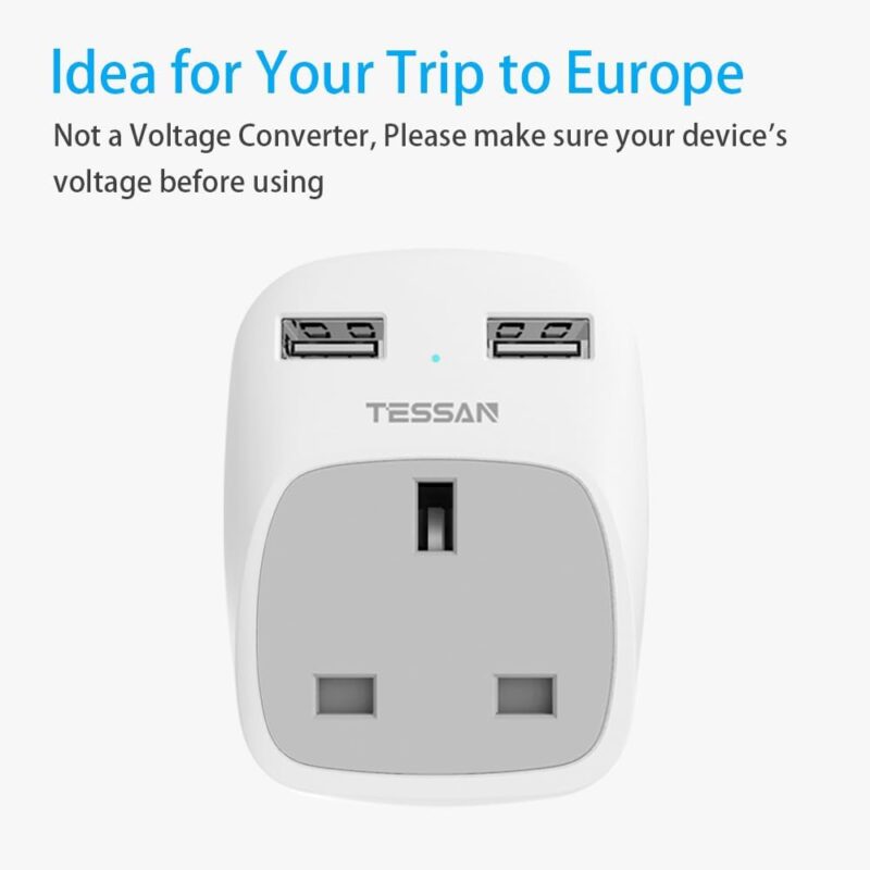 UK to EU Adapter USB with 2 Ports - Type E/F Plug - Image 4
