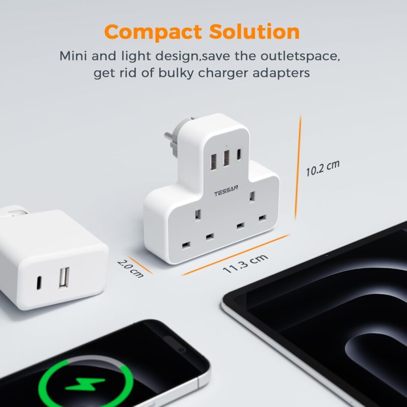 UK to EU Travel Adapter _ with USB C & 2 UK Sockets - Image 3