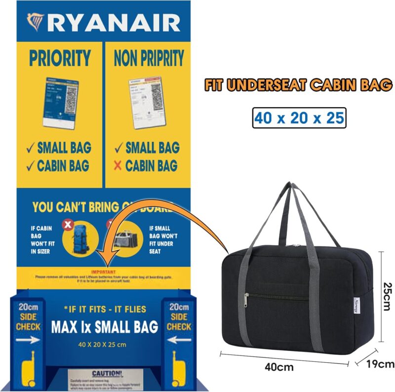 Ryanair Travel Cabin Bag 40x20x25 Underseat Duffel Bag 20L - Image 5