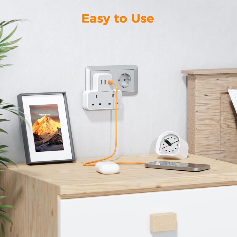 UK to EU Travel Adapter _ with USB C & 2 UK Sockets - Image 4