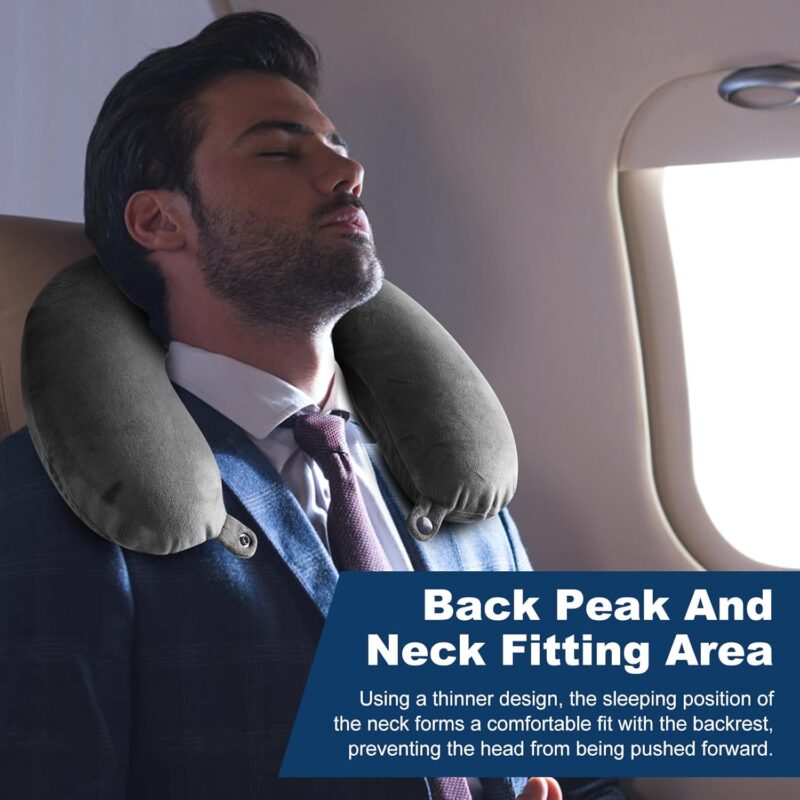 Adjustable Travel Neck Pillow _ Memory Foam Support (Grey) - Image 5