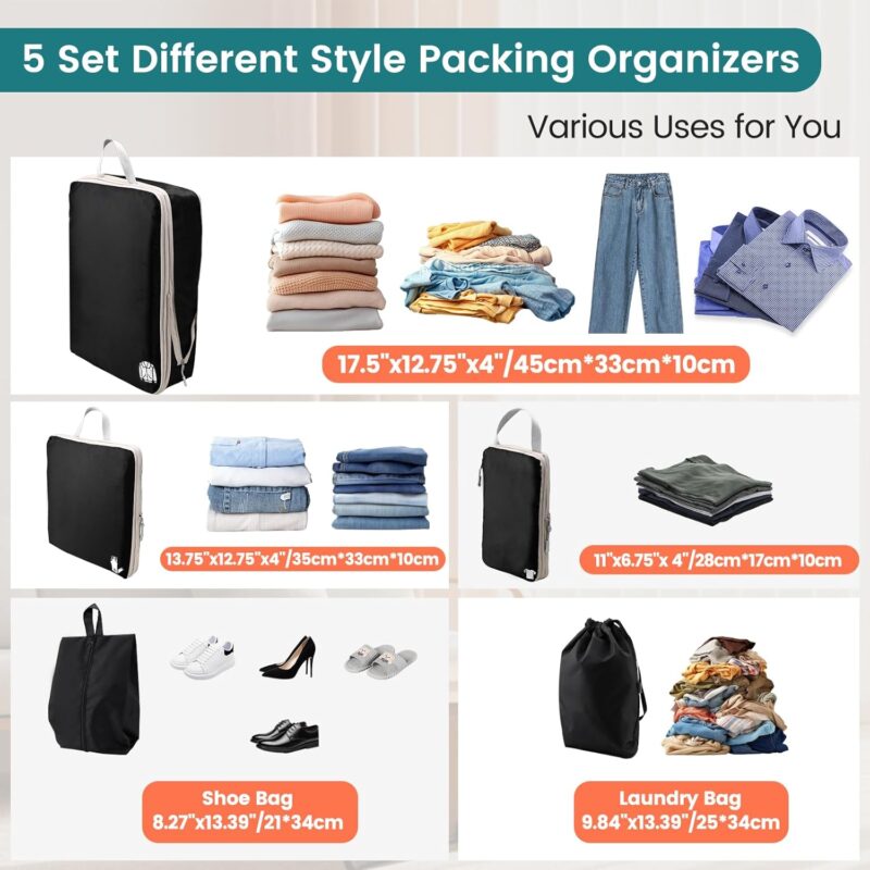 Packing Organisers - 5 PCS Packing Cubes for Travel - Image 5