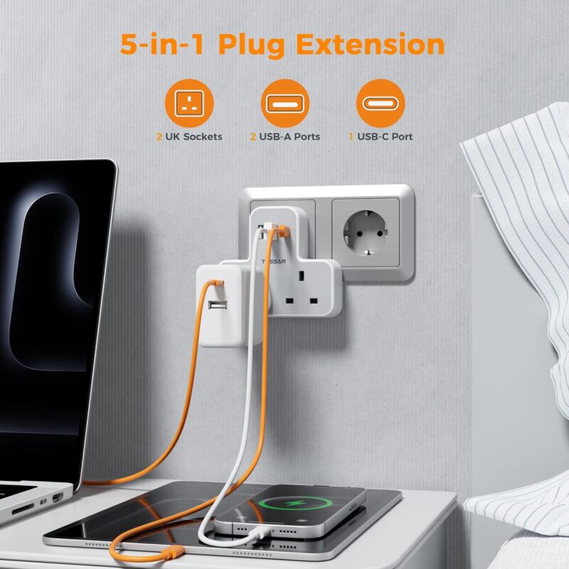 UK to EU Travel Adapter _ with USB C & 2 UK Sockets - Image 7