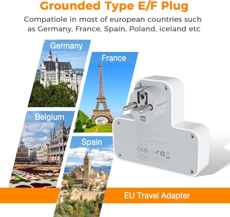 UK to EU Travel Adapter _ with USB C & 2 UK Sockets - Image 5